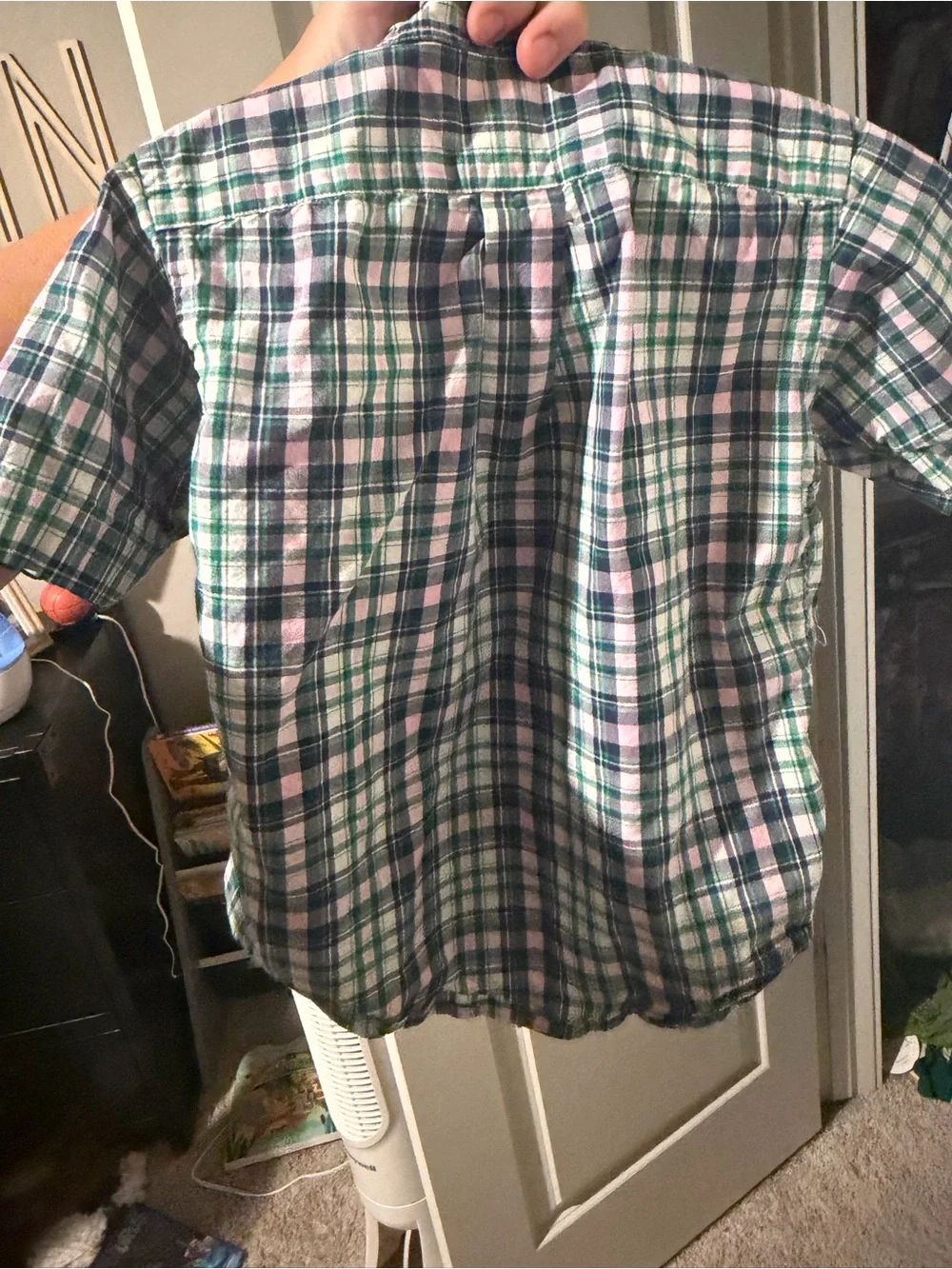 Toddler boys Ralph Lauren Green & Pink Plaid Button-Down short sleeve Shirt 4t
